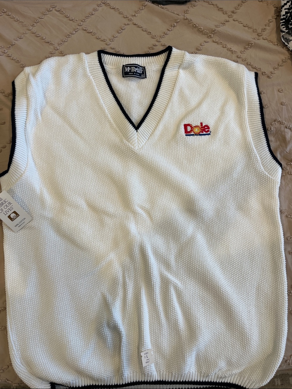 Dole x McBryar White V-Neck Sweater Vest